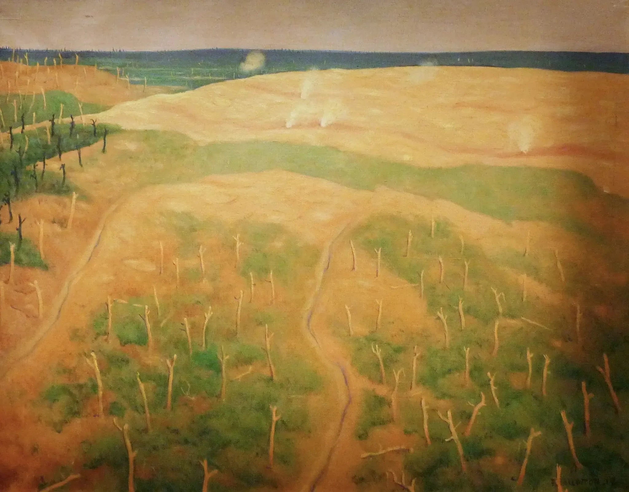 Tir sur fils de fer allemands, région de Bolente - Félix Vallotton image 1 copie peinte à la main à l’huile