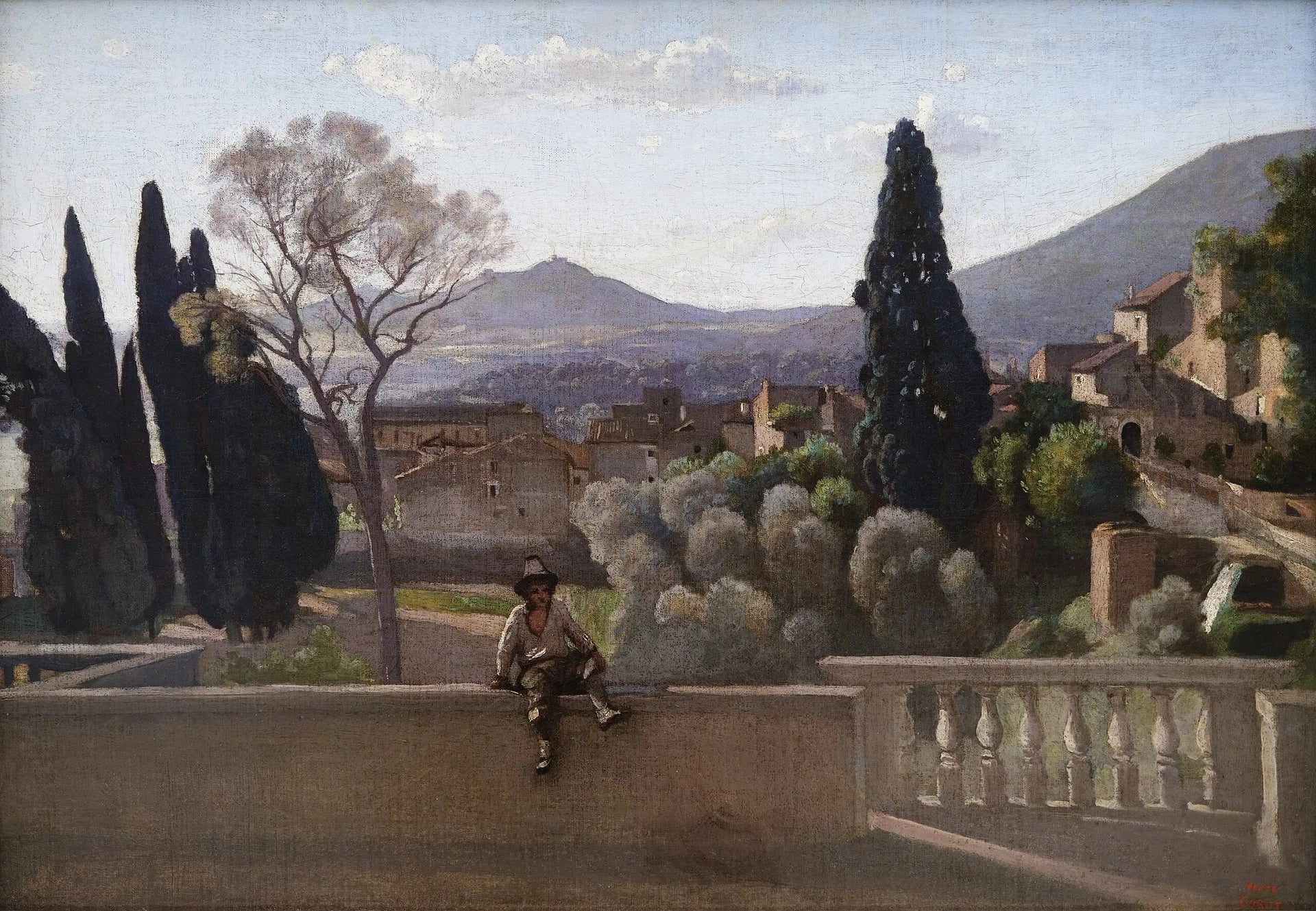 Tivoli, les jardins de la Villa d'Este - Jean-Baptiste Camille Corot image 1 reproduction d’œuvre d’art à l’huile