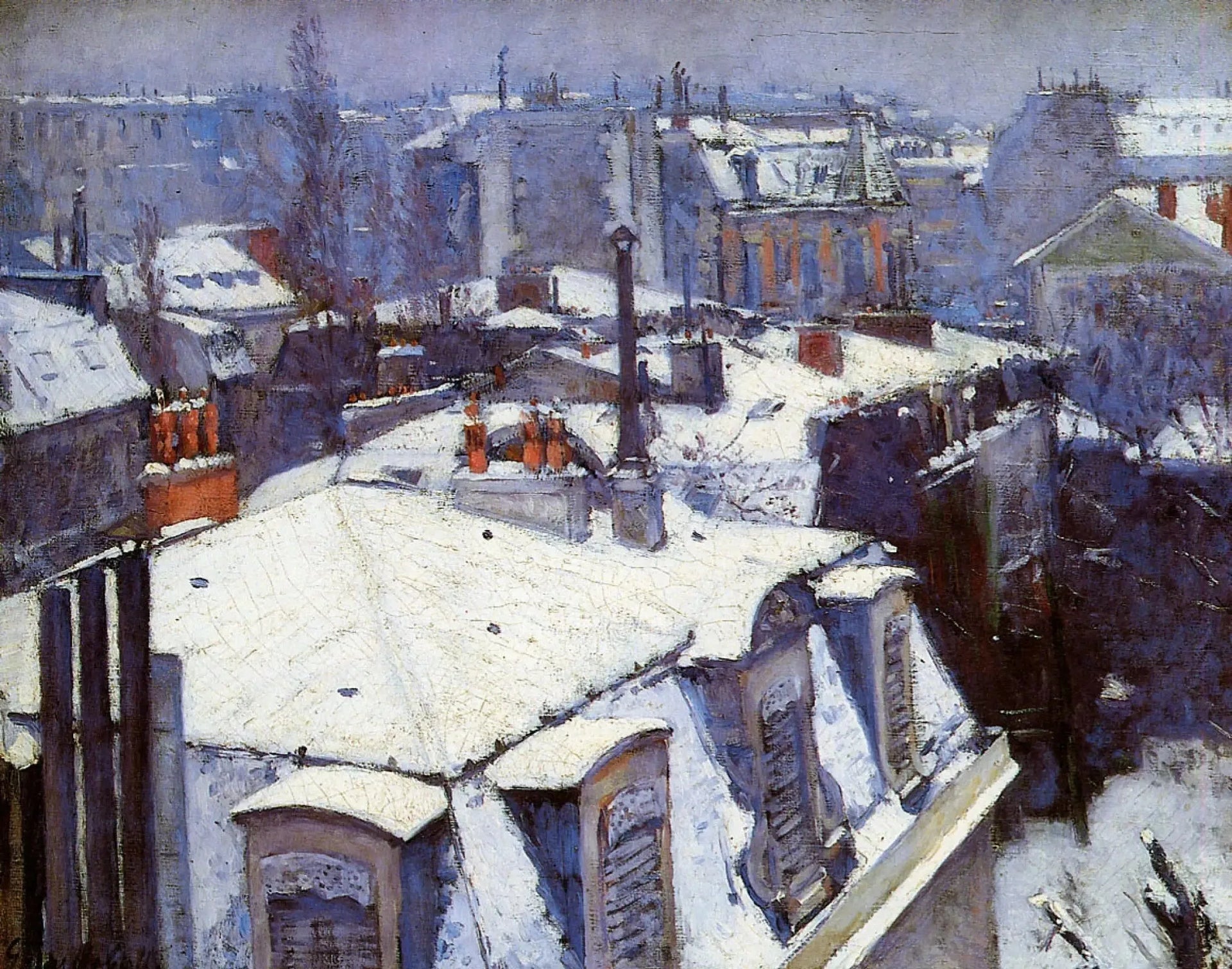 Toits enneigés - Gustave Caillebotte image 1 reproduction artisanale de tableau