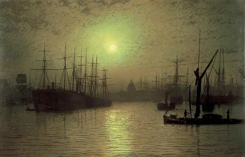 Tombée de la nuit sur la Tamise - John Atkinson Grimshaw image 1 copie de tableau peinte à la main