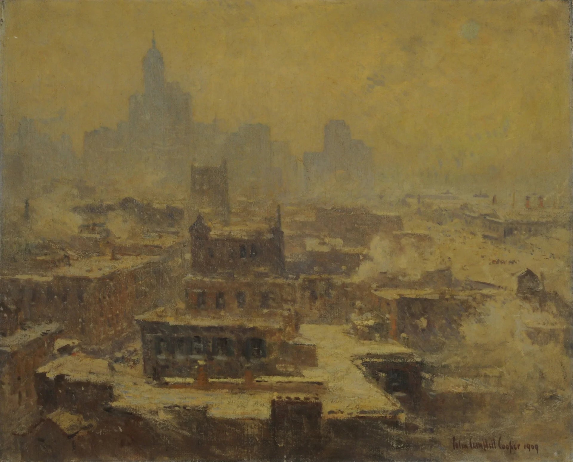 Tormenta de nieve en Nueva York - Colin Campbell Cooper image 1 copie peinte à la main à l’huile
