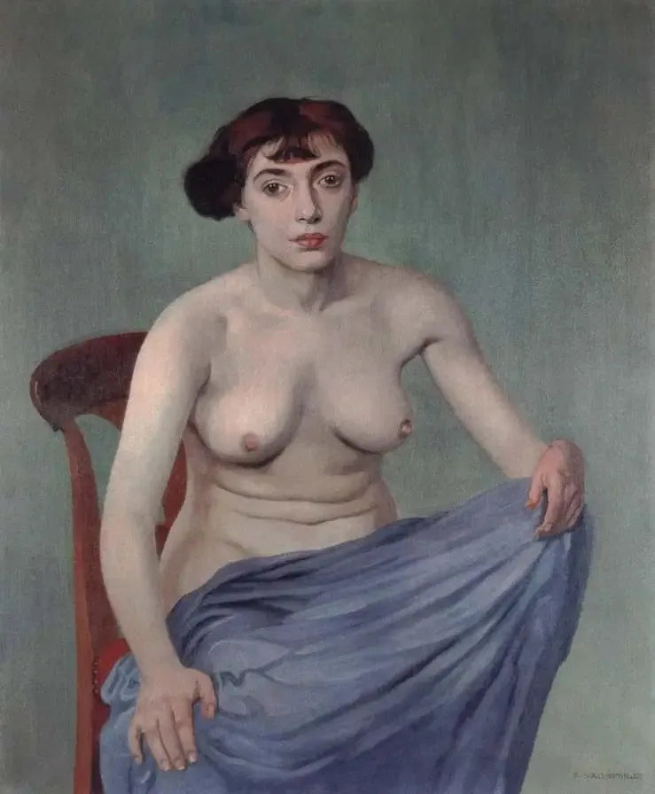 Torse à l'étoffe bleue - Félix Vallotton image 1 copie peinte à la main à l’huile