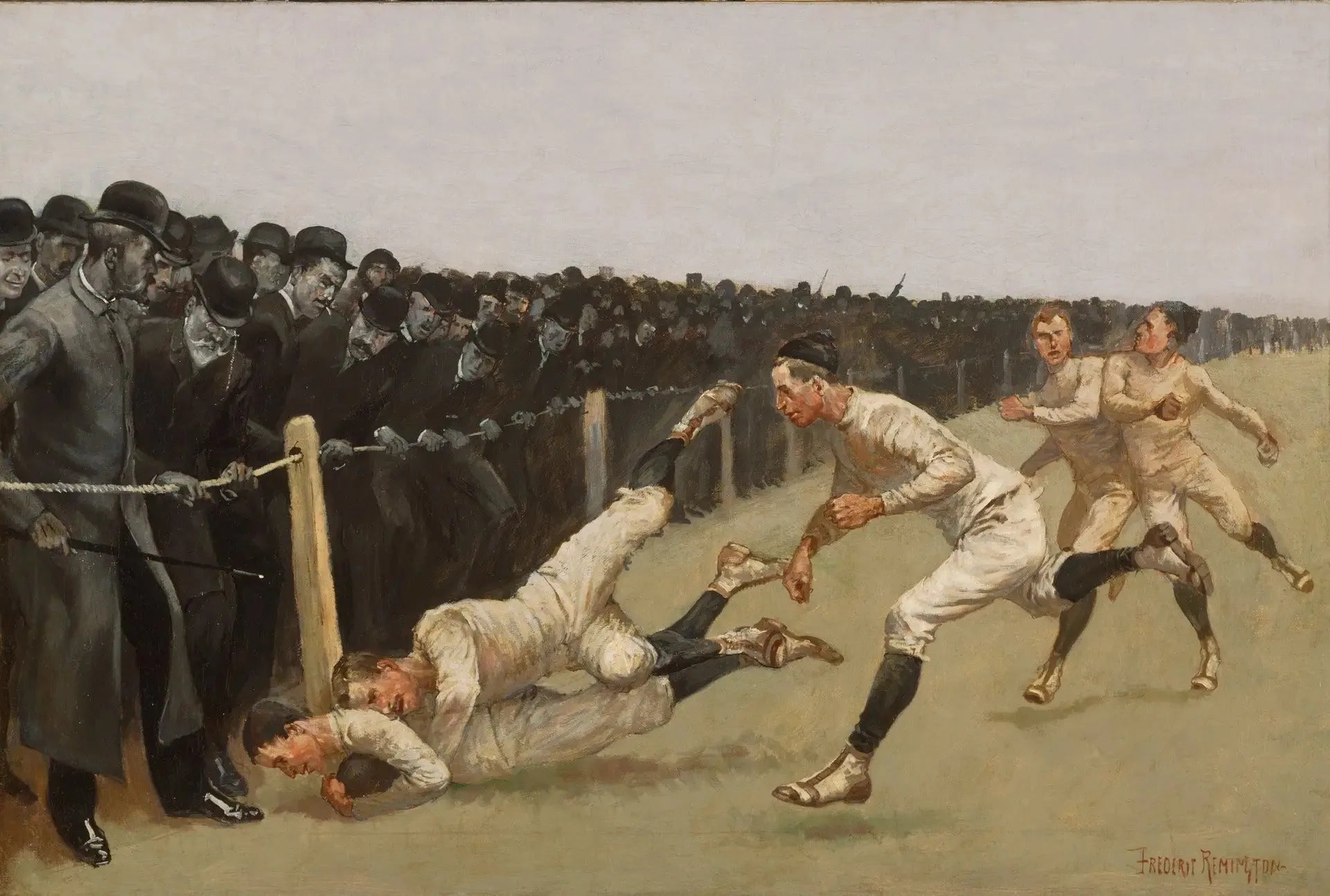 Touchdown, Yale contre Princeton, jour de Thanksgiving, 27 novembre 1890, Yale 32, Princeton 0 - Frederic Remington image 1 reproduction d’œuvre d’art à l’huile
