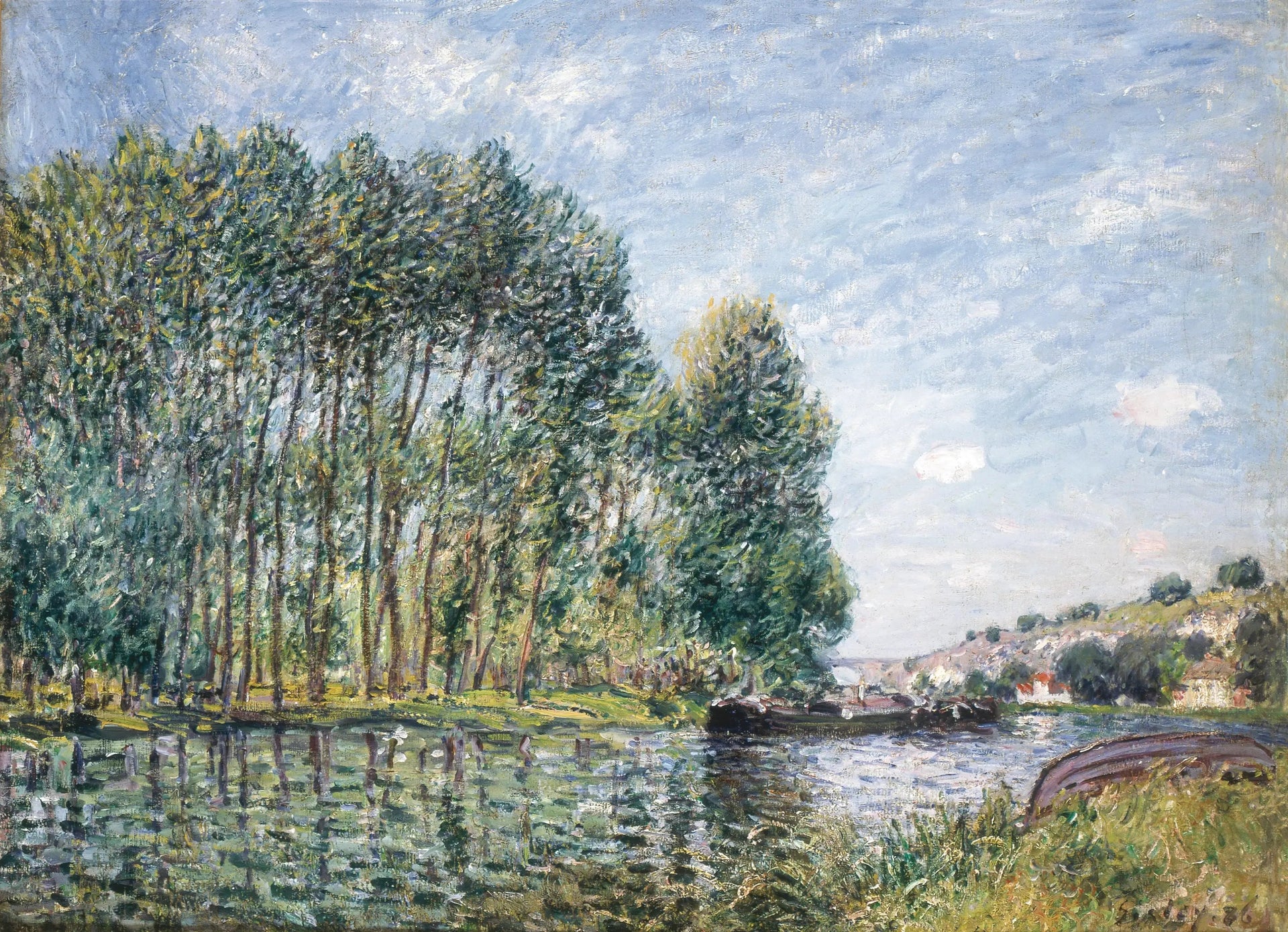Tournant du Loing à Moret - Alfred Sisley image 1 reproduction artisanale de tableau
