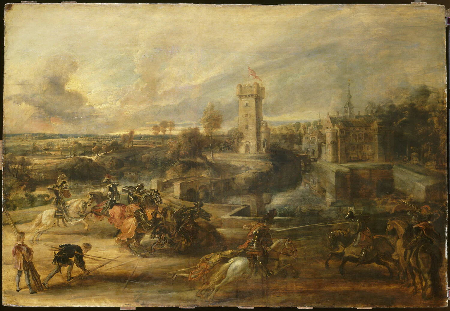 Tournoi médiéval près des fossés d'un château - Peter Paul Rubens