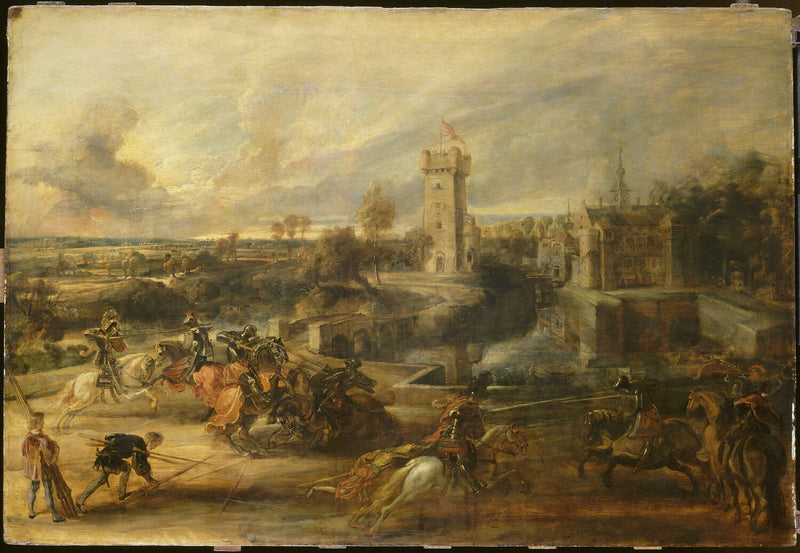 Tournoi médiéval près des fossés d'un château - Peter Paul Rubens