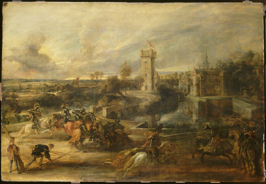 Tournoi médiéval près des fossés d'un château - Peter Paul Rubens