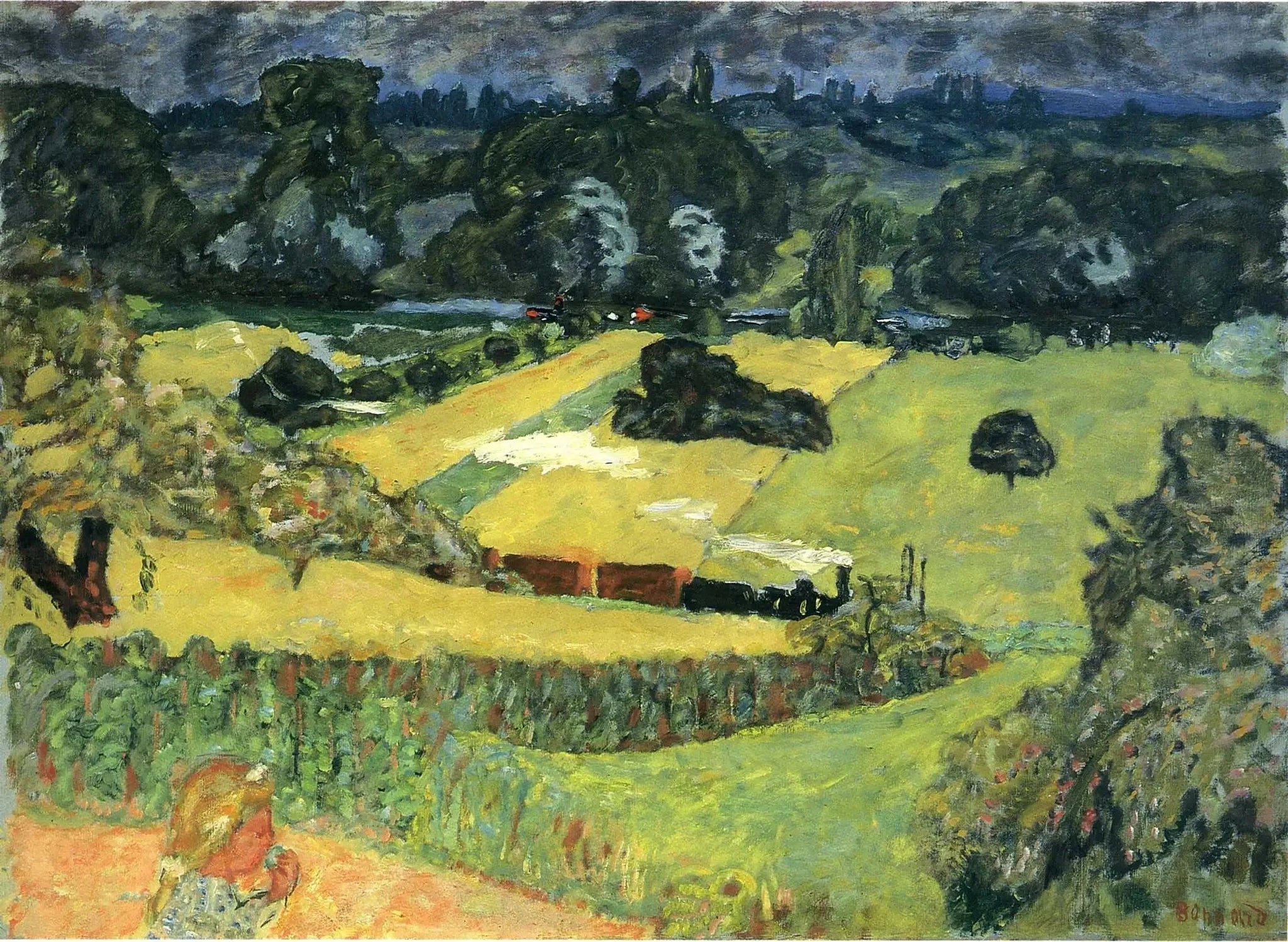 Train et Chalands - Pierre Bonnard image 1 reproduction artisanale de tableau