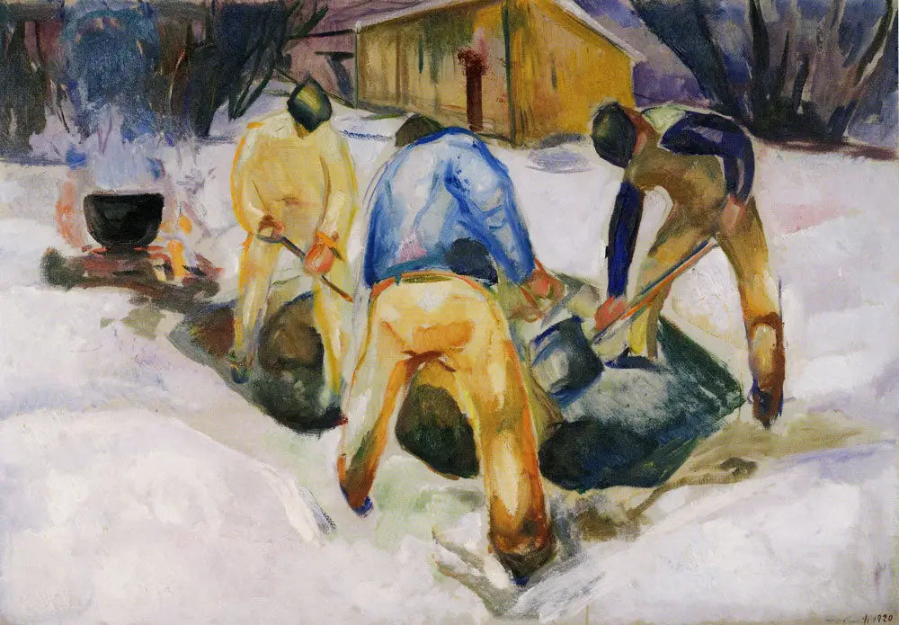 Travailleurs de rue dans la neige - Edvard Munch image 1 tableau peint à l’huile sur toile