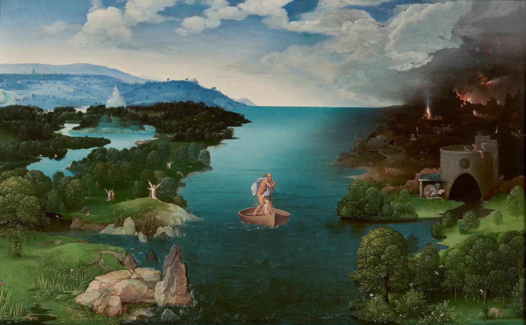 Traversée du monde souterrain - Joachim Patinier image 1 tableau peint à l’huile sur toile