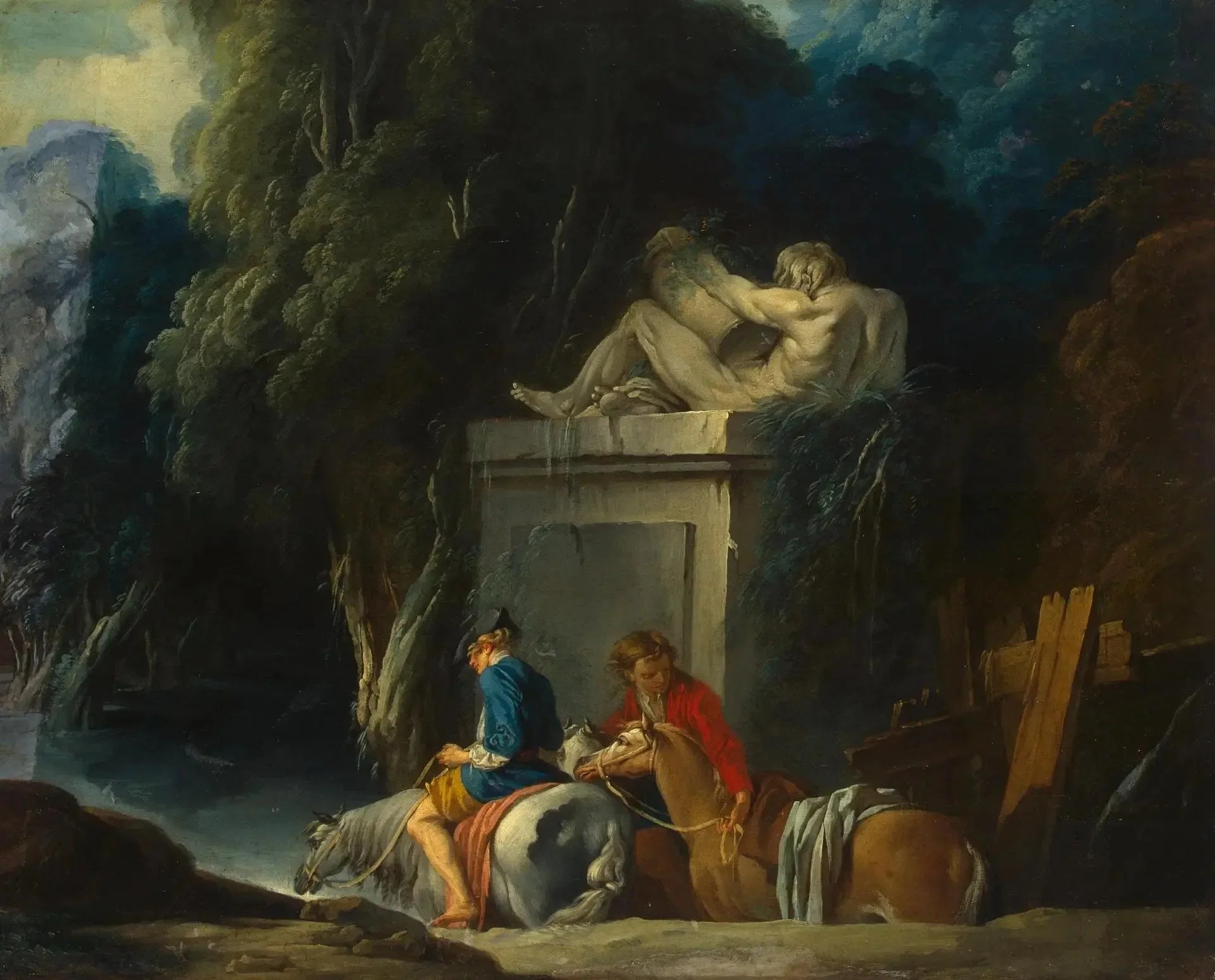 Traverser le gué - François Boucher image 1 tableau peint à l’huile sur toile