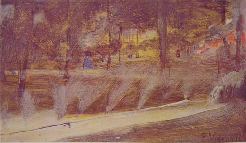 Trecho de jardim - Eliseu Visconti image 1 copie peinte à la main à l’huile