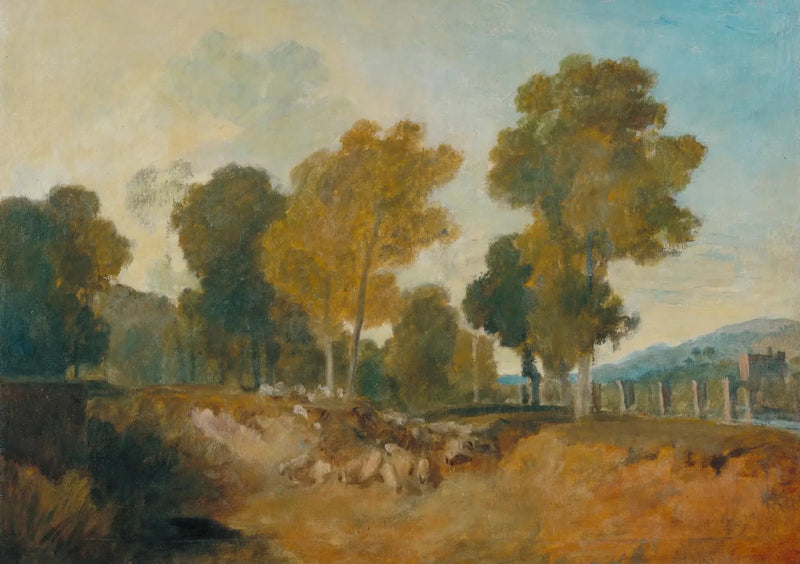 Trees beside the River, with Bridge in the Middle Distance - J. M. W. Turner