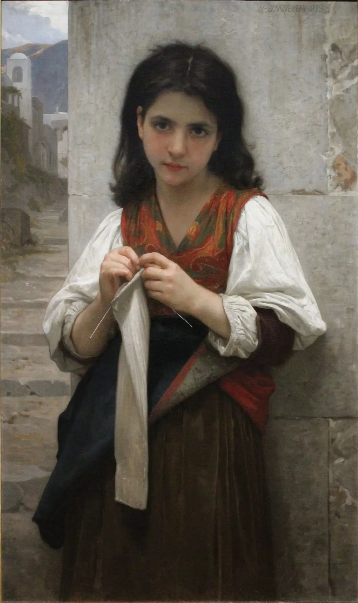 Tricoteuse - Bouguereau image 1 copie peinte à la main à l’huile