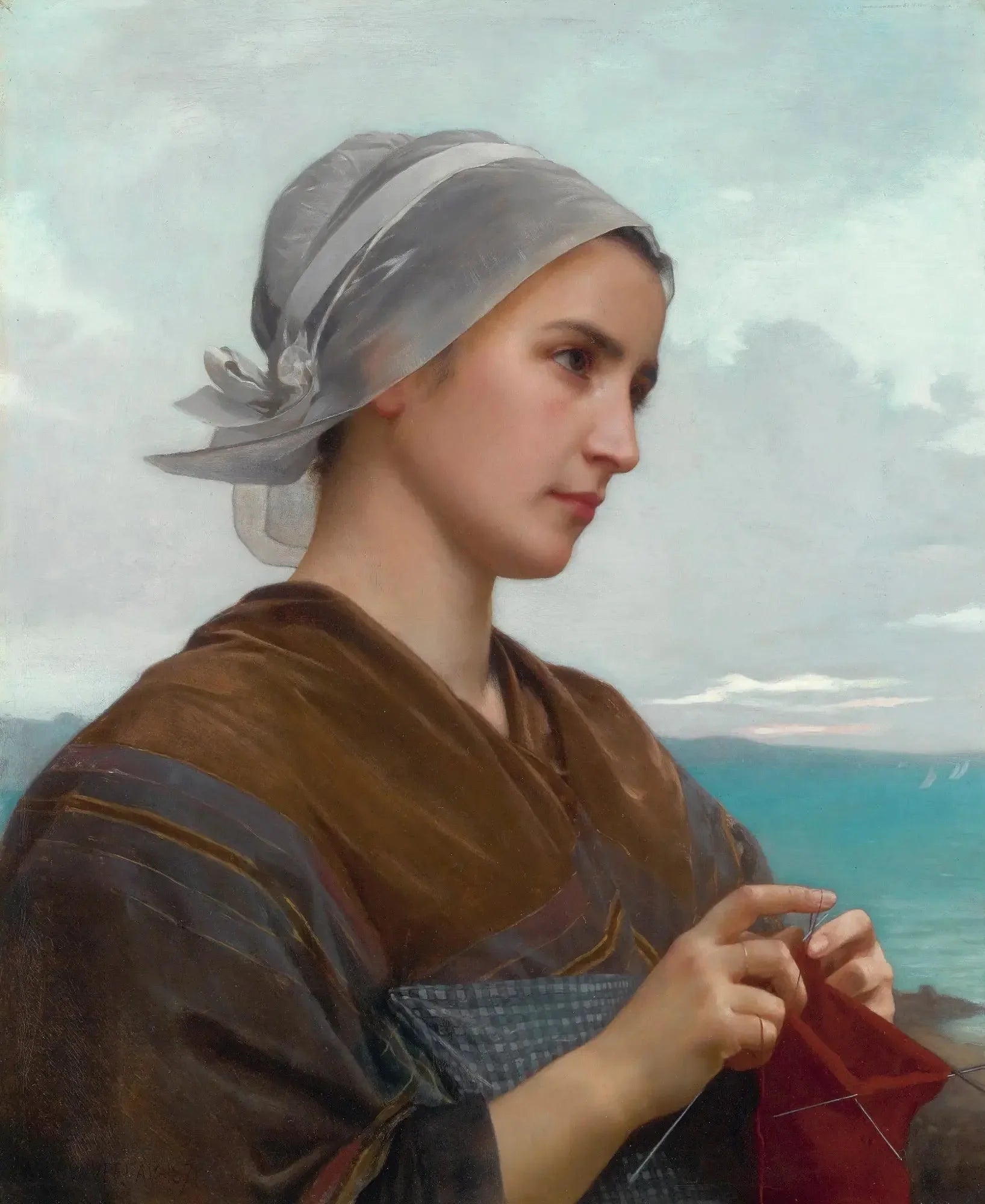 Tricoteuse Bretonne - Bouguereau image 1 tableau peint à l’huile sur toile