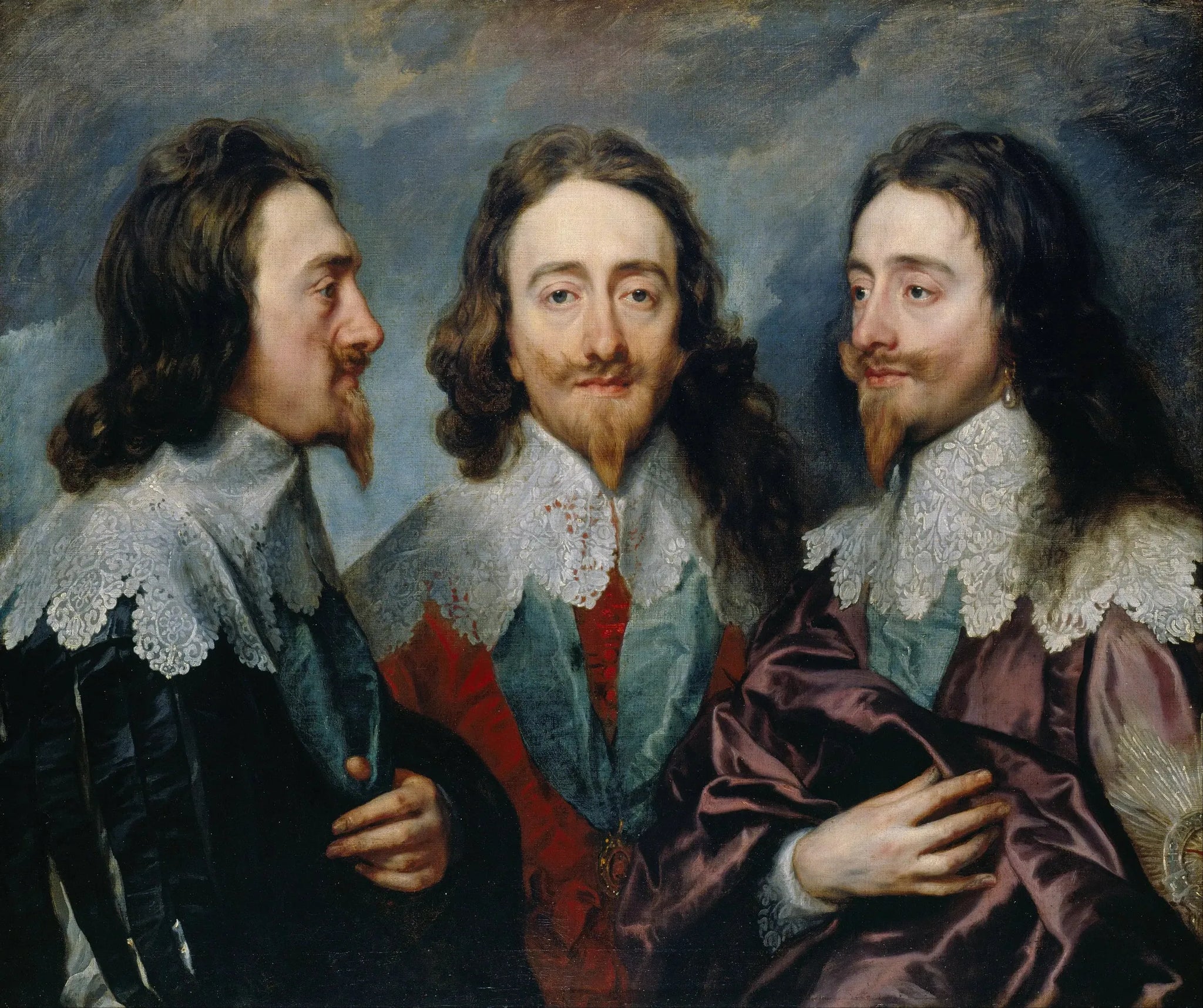 Triple portrait de Charles Ier - Antoine van Dyck image 1 copie peinte à la main à l’huile
