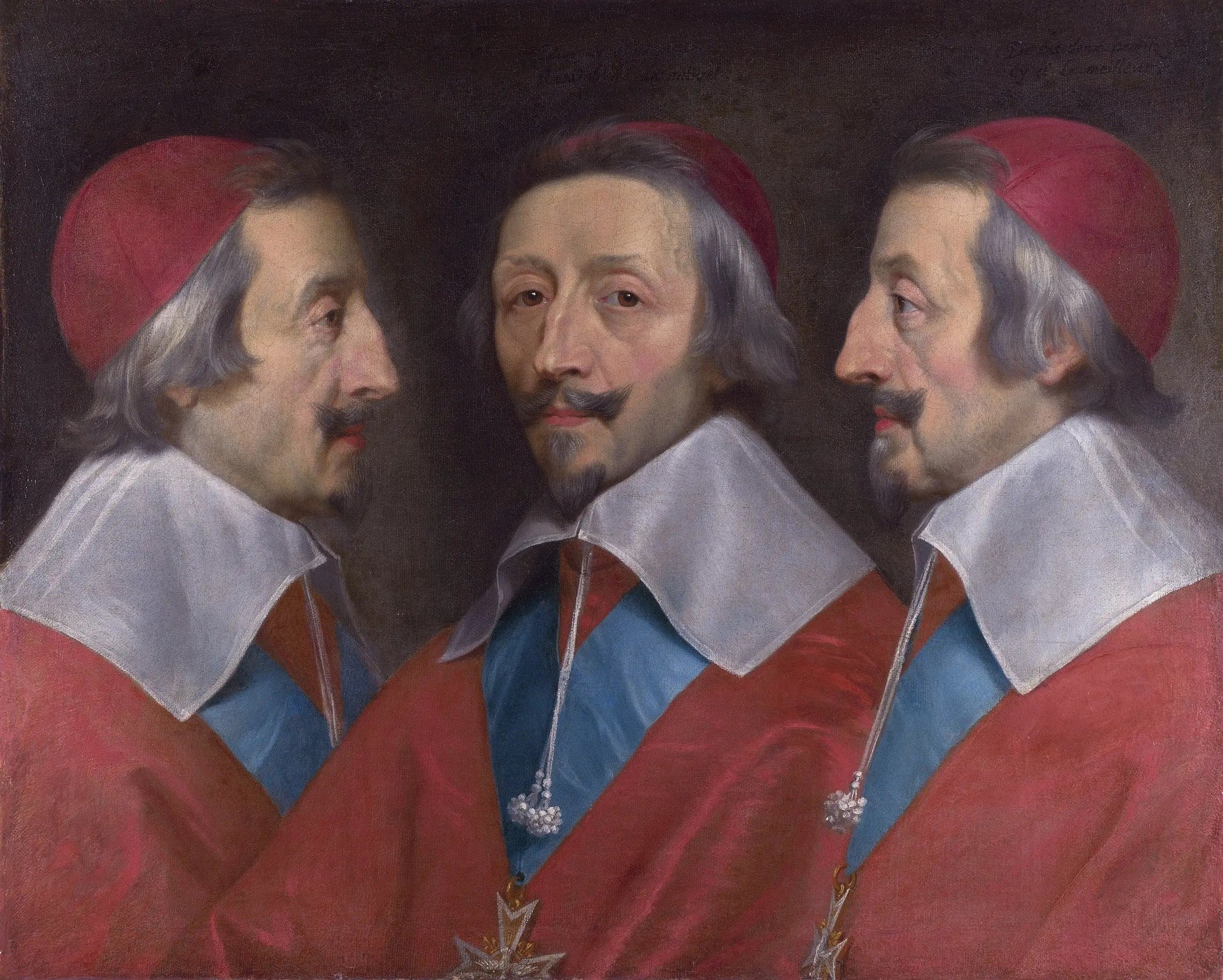 Triple portrait du cardinal de Richelieu - Philippe de Champaigne image 1 reproduction artisanale de tableau