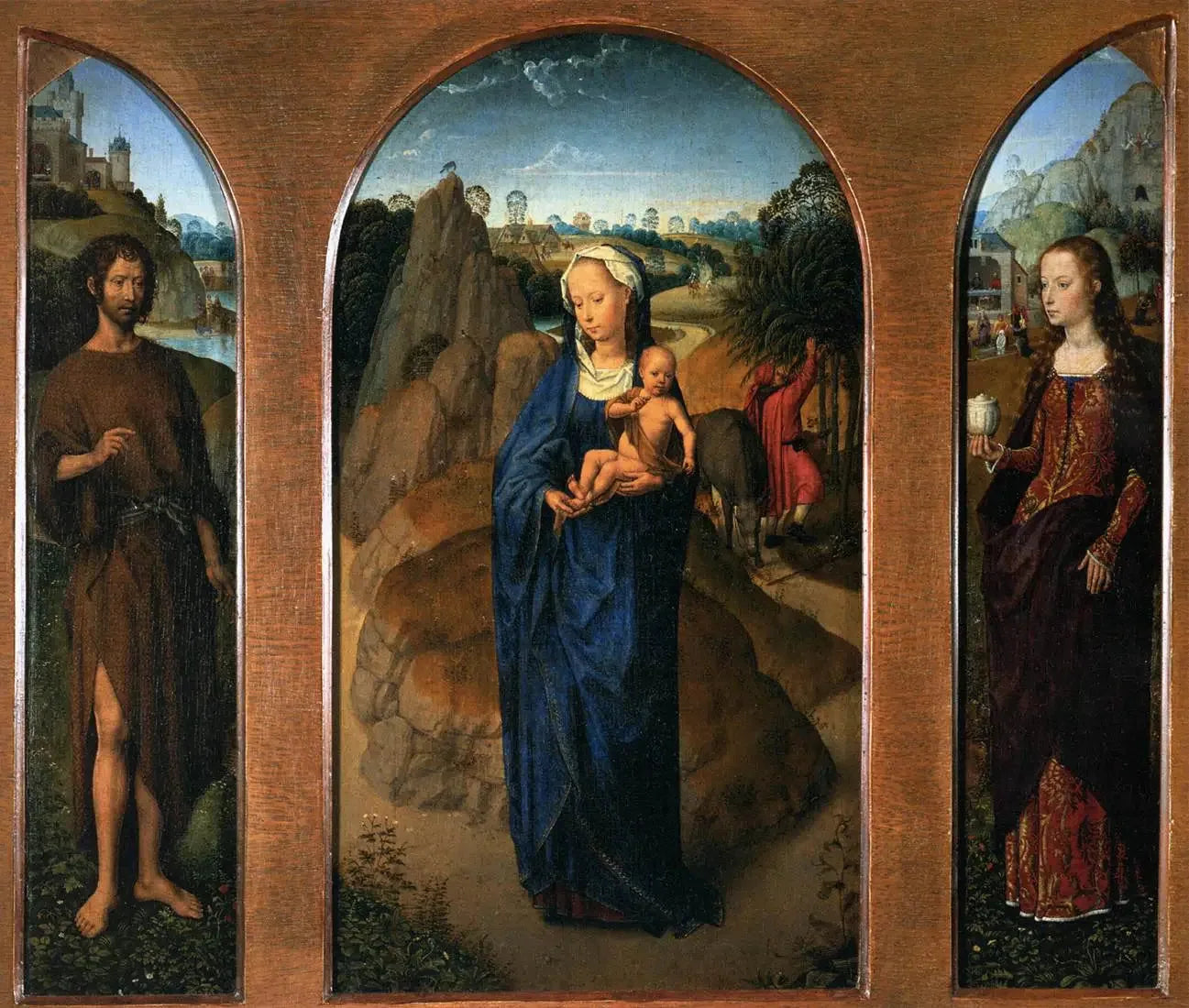 Triptyque avec le repos pendant la fuite en Égypte - Hans Memling image 1 tableau peint à l’huile sur toile