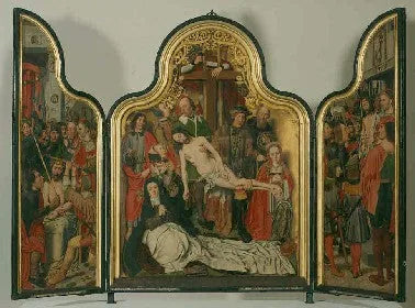 Triptyque : centre. La Déposition du Christ. - Jan Mostaert image 1 copie peinte à la main à l’huile