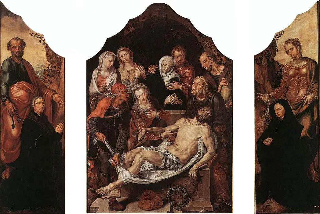 Triptyque de la mise au tombeau - Maarten van Heemskerck image 1 copie peinte à la main à l’huile