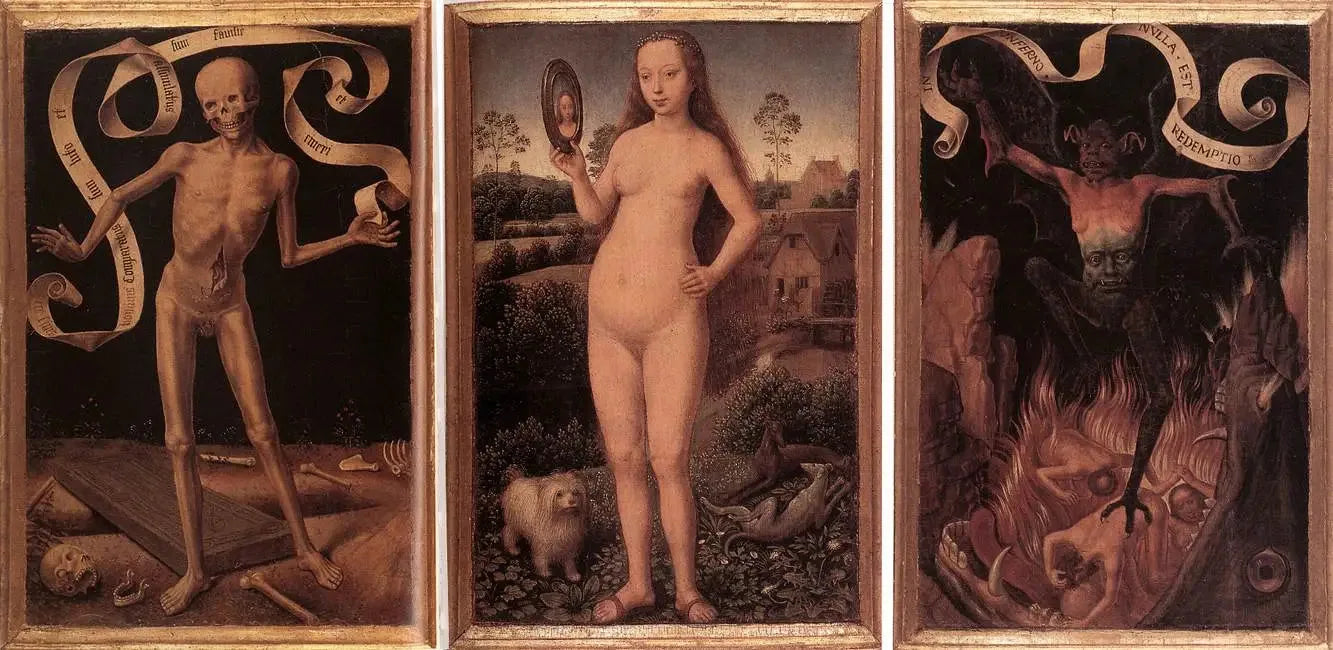 Triptyque de la Vanité terrestre - Hans Memling image 1 copie peinte à la main à l’huile
