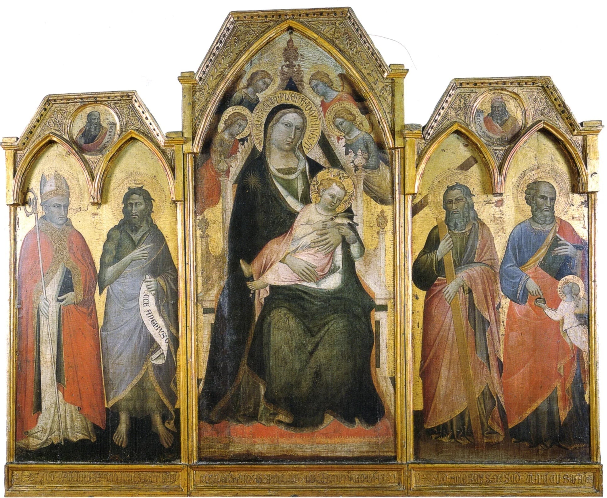 Triptyque de la Vierge à l'Enfant en majesté entouré de quatre saints - Spinello Aretino image 1 copie de tableau peinte à la main