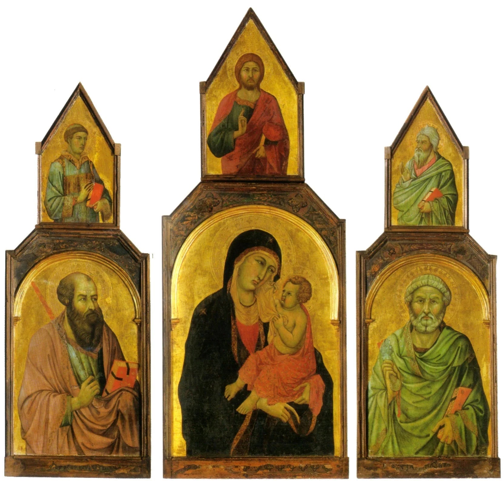 Triptyque de la Vierge à l'Enfant et les saints Pierre et Paul - Ugolino di Nerio image 1 reproduction d’œuvre d’art à l’huile