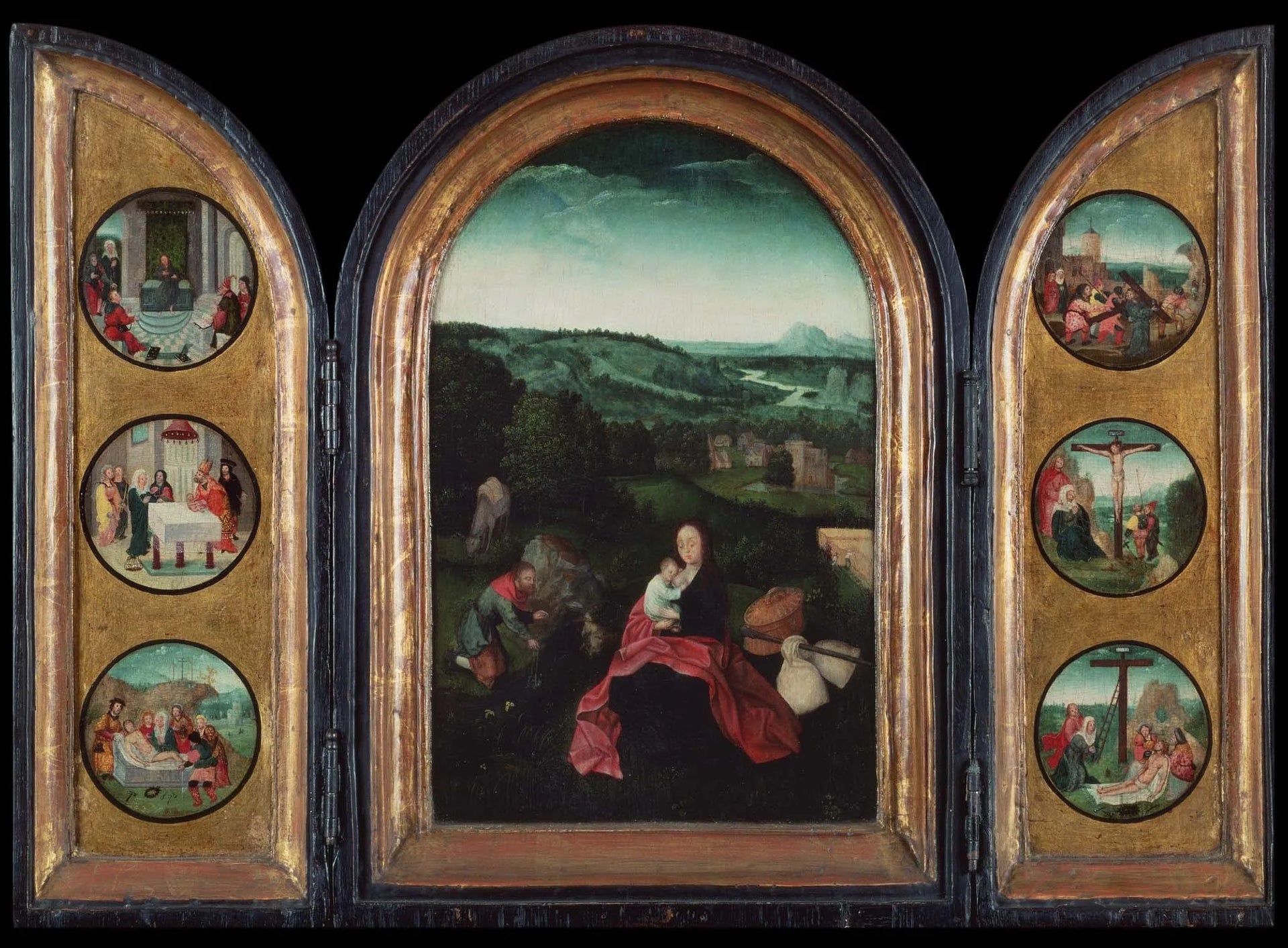 Triptyque : Repos pendant la fuite vers l'Égypte - Joachim Patinier image 1 reproduction artisanale de tableau