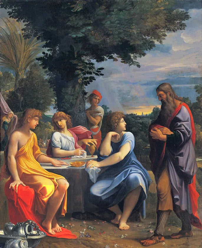 Trois anges rendent visite à Abraham - Ludovico Carracci image 1 copie de tableau peinte à la main