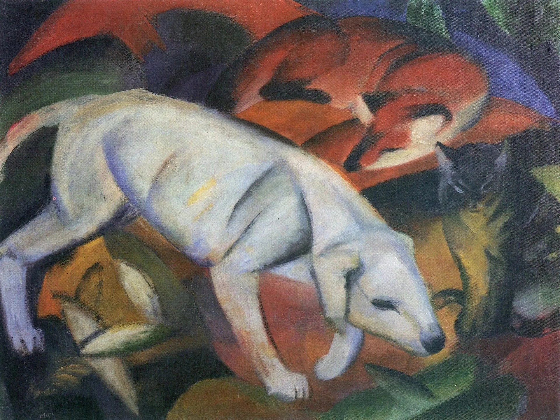 Trois animaux - Franz Marc image 1 copie de tableau peinte à la main