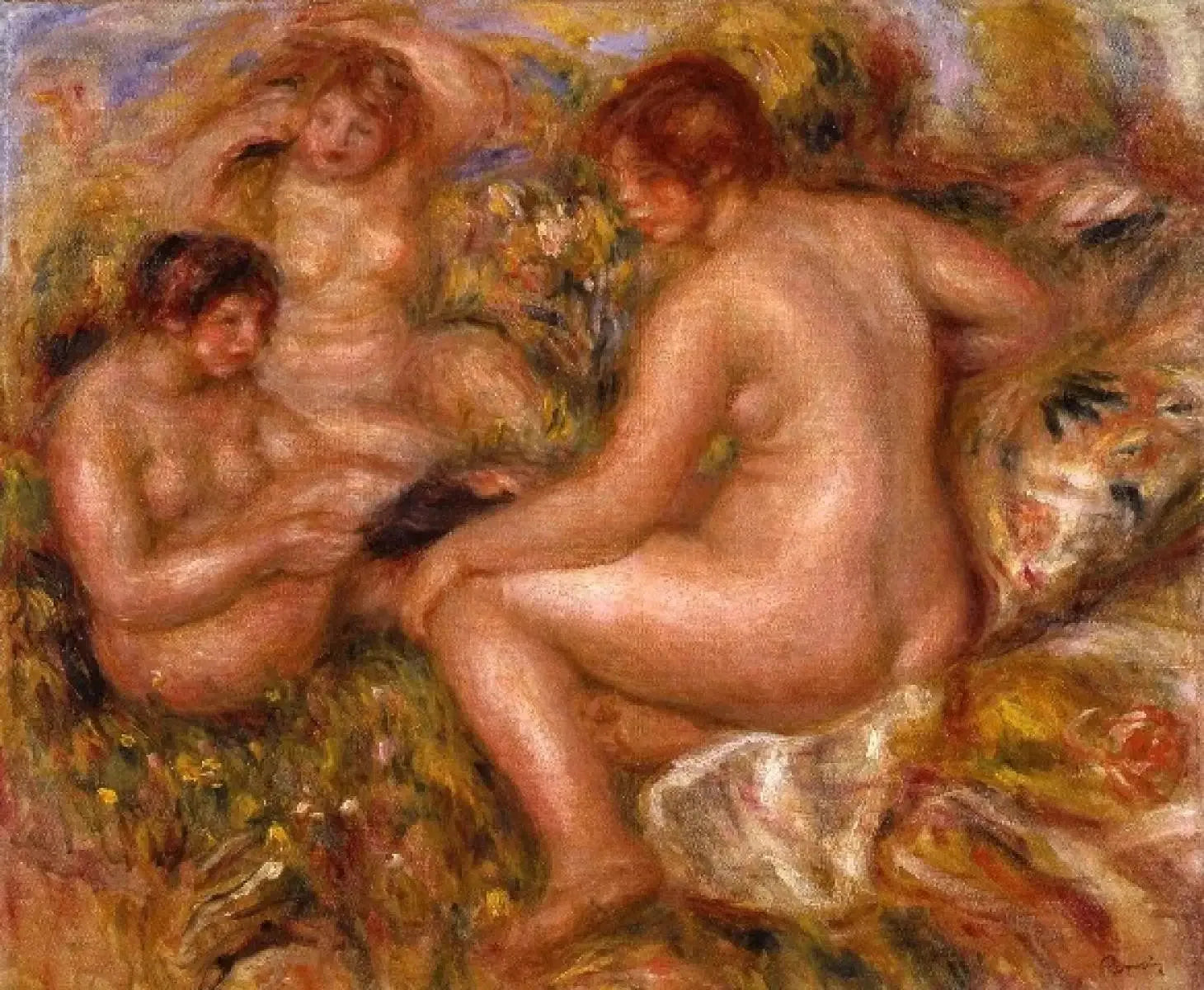 Trois baigneurs - Pierre-Auguste Renoir image 1 reproduction de peinture à l’huile