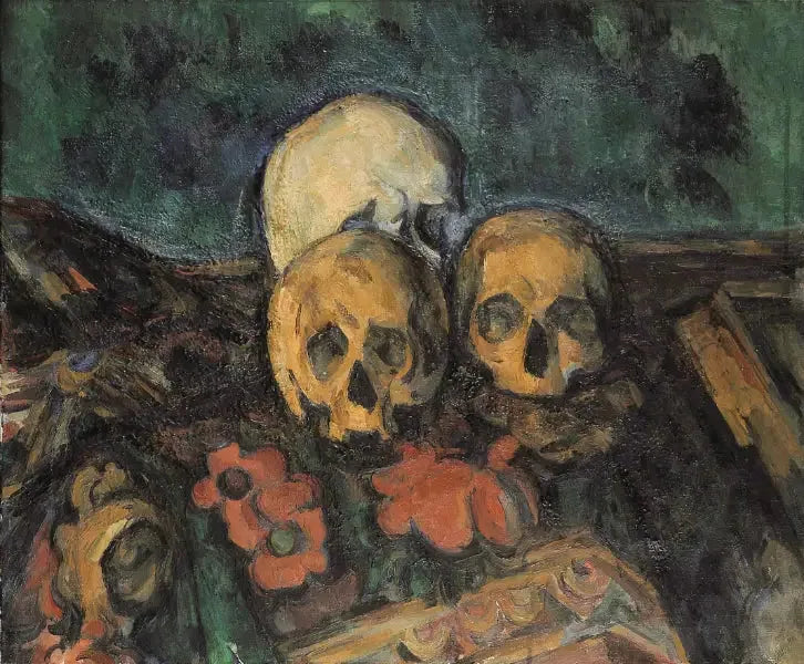 Trois crânes sur un tapis d'Orient - Paul Cézanne image 1 copie de tableau peinte à la main