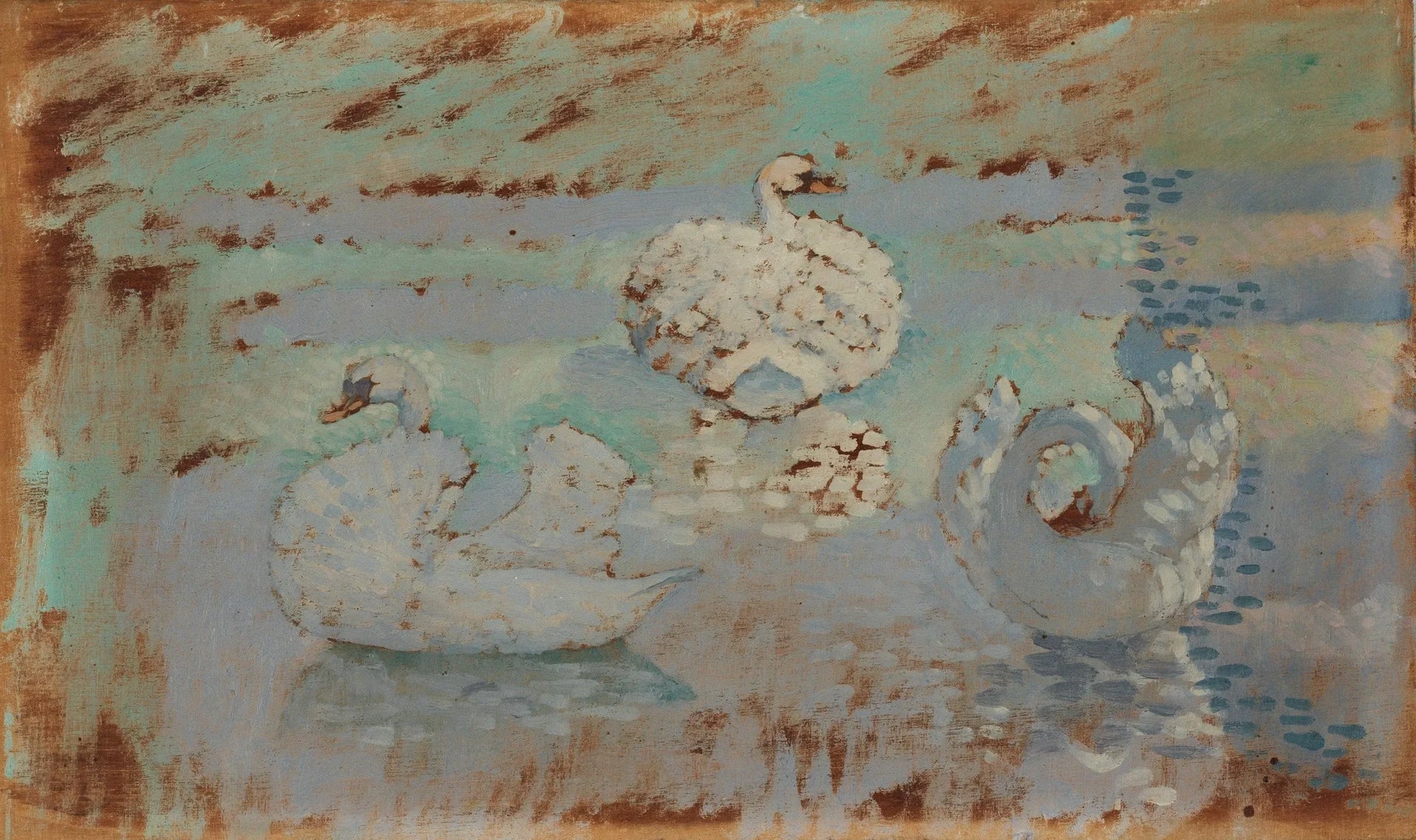 Trois cygnes - Henri-Edmond Cross image 1 tableau peint à l’huile sur toile