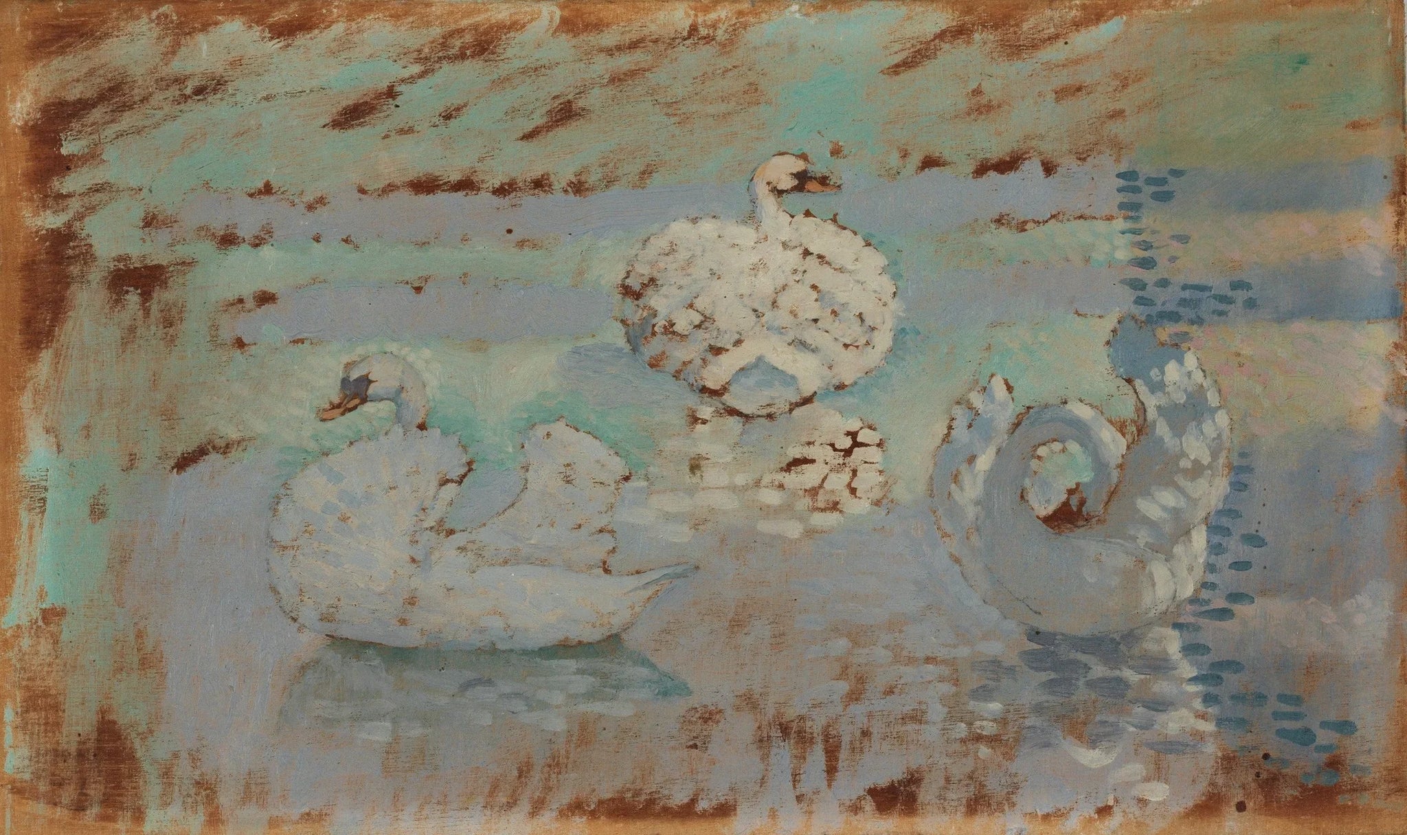 Trois cygnes - Henri-Edmond Cross image 1 tableau peint à l’huile sur toile