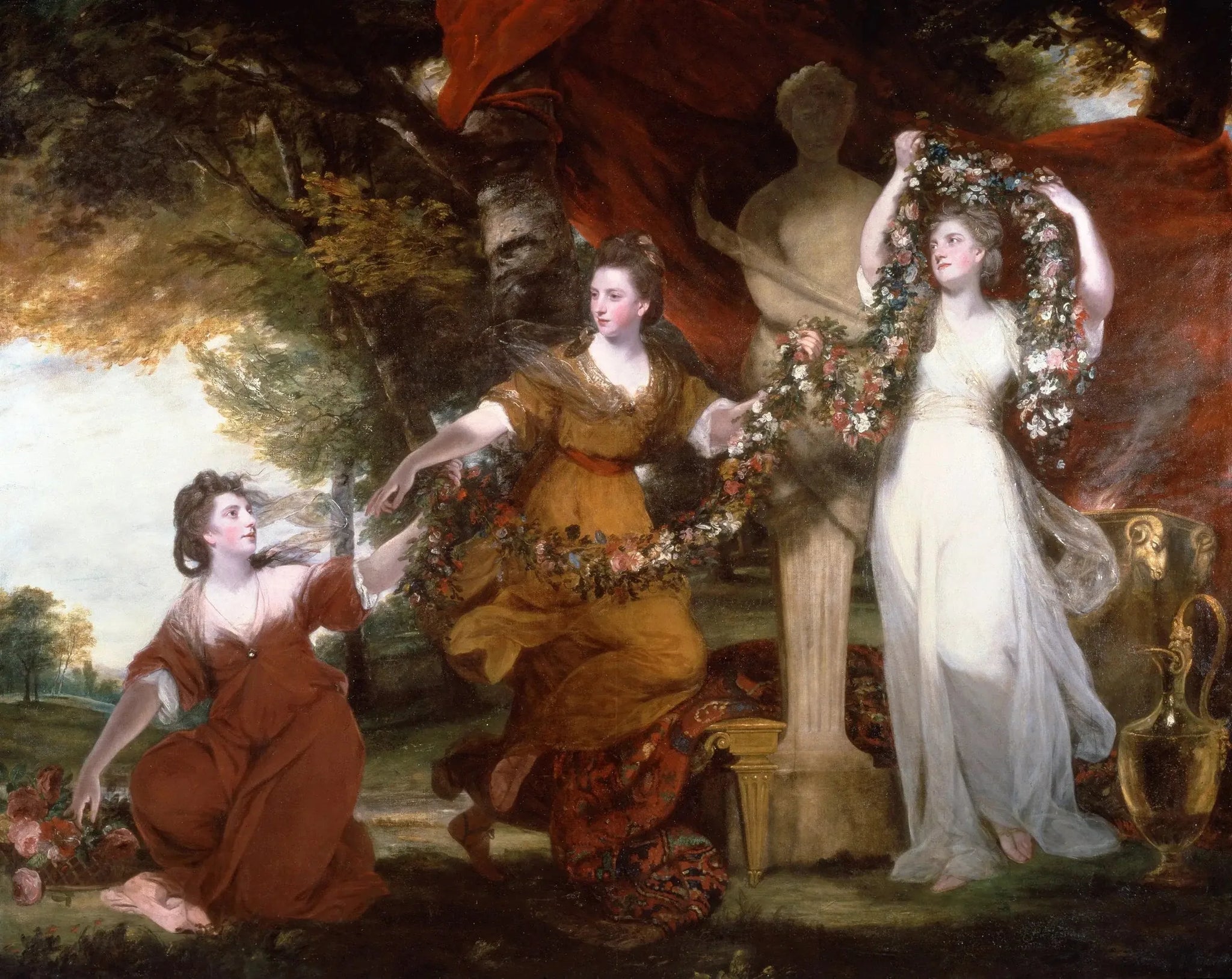 Trois Dames ornant un terme de l'Hymen - Joshua Reynolds image 1 tableau peint à l’huile sur toile
