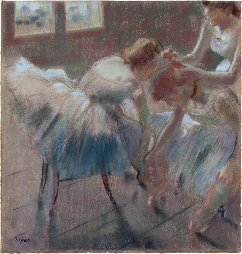 Trois danseurs se préparent pour le cours - Edgar Degas