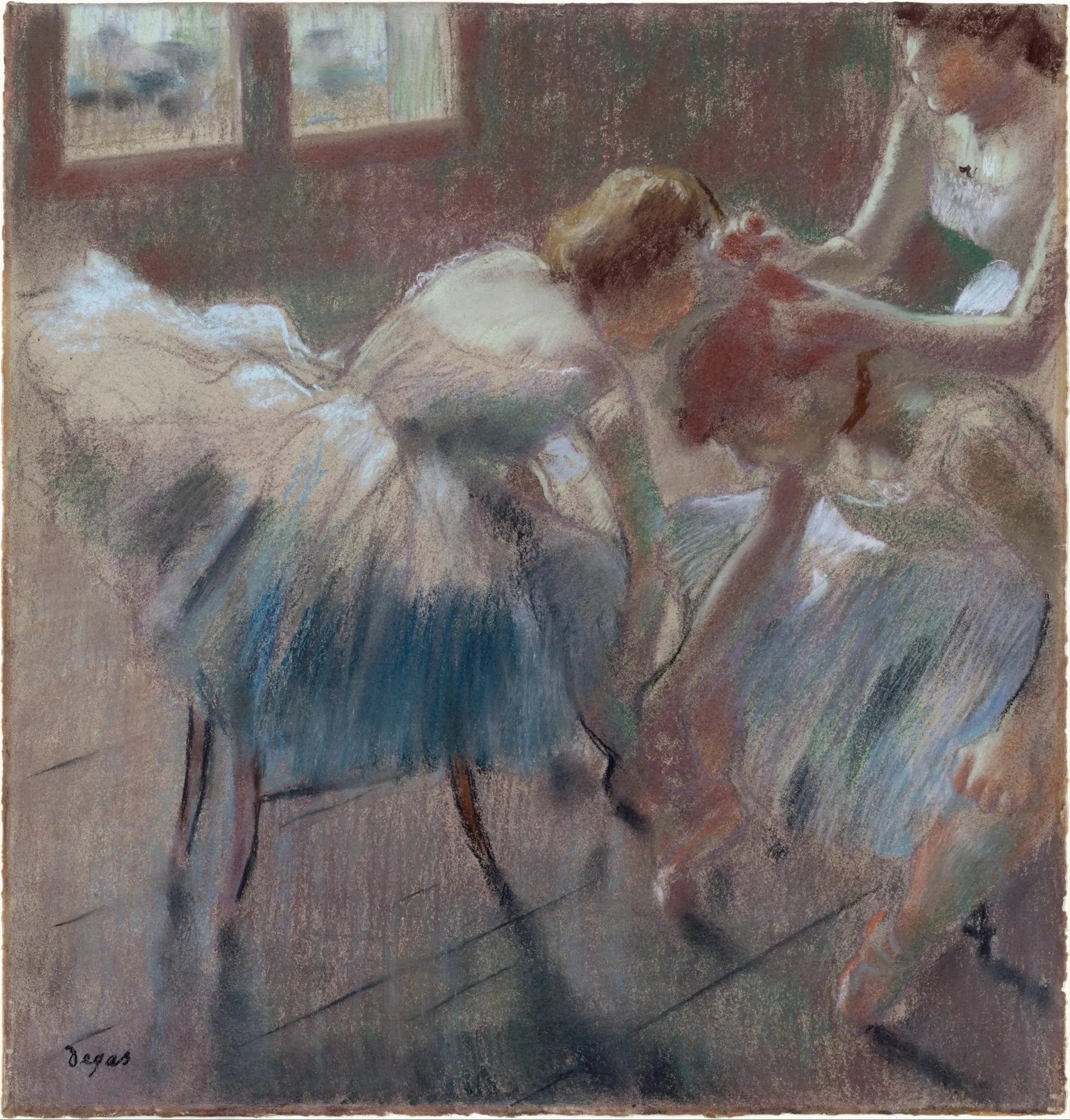 Trois danseurs se préparent pour le cours - Edgar Degas image 1 reproduction d’œuvre d’art à l’huile