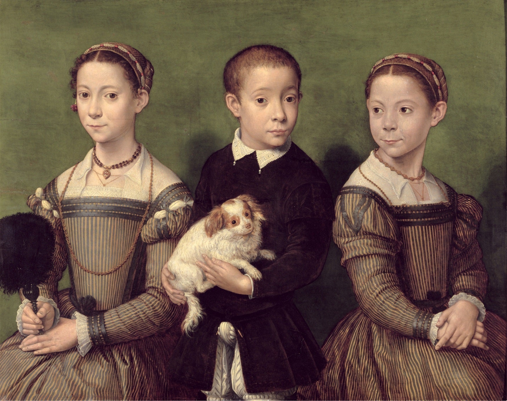 Trois enfants avec un chien - Sofonisba Anguissola image 1 copie peinte à la main à l’huile