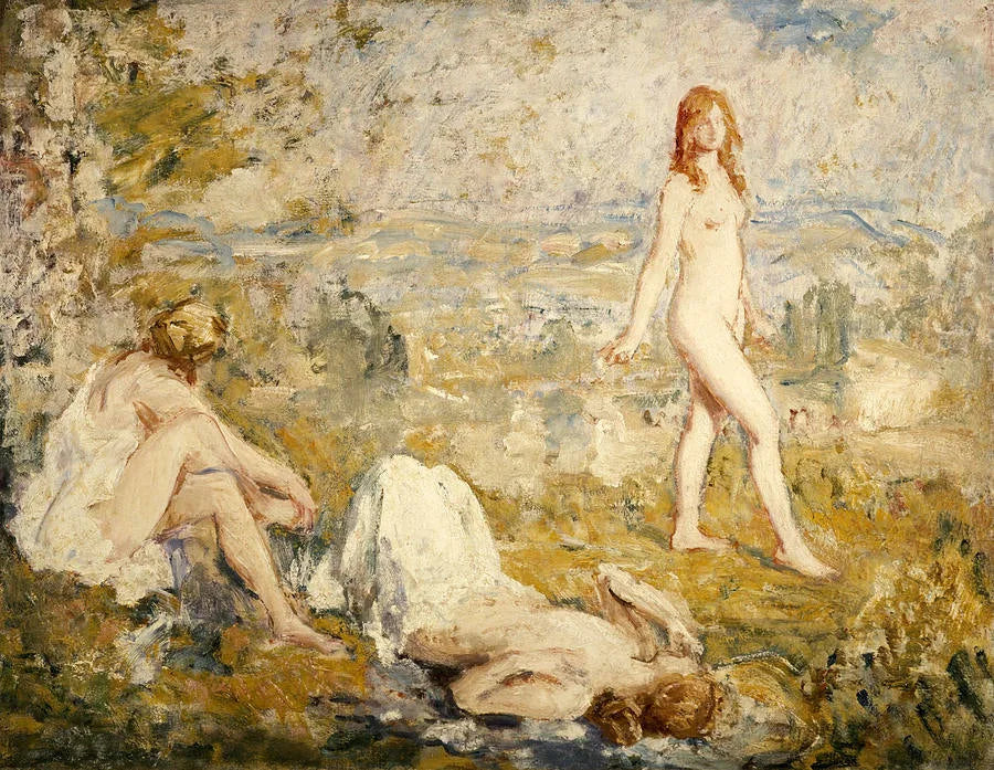Trois filles se baignent à Thame - Philip Wilson Steer image 1 copie de tableau peinte à la main