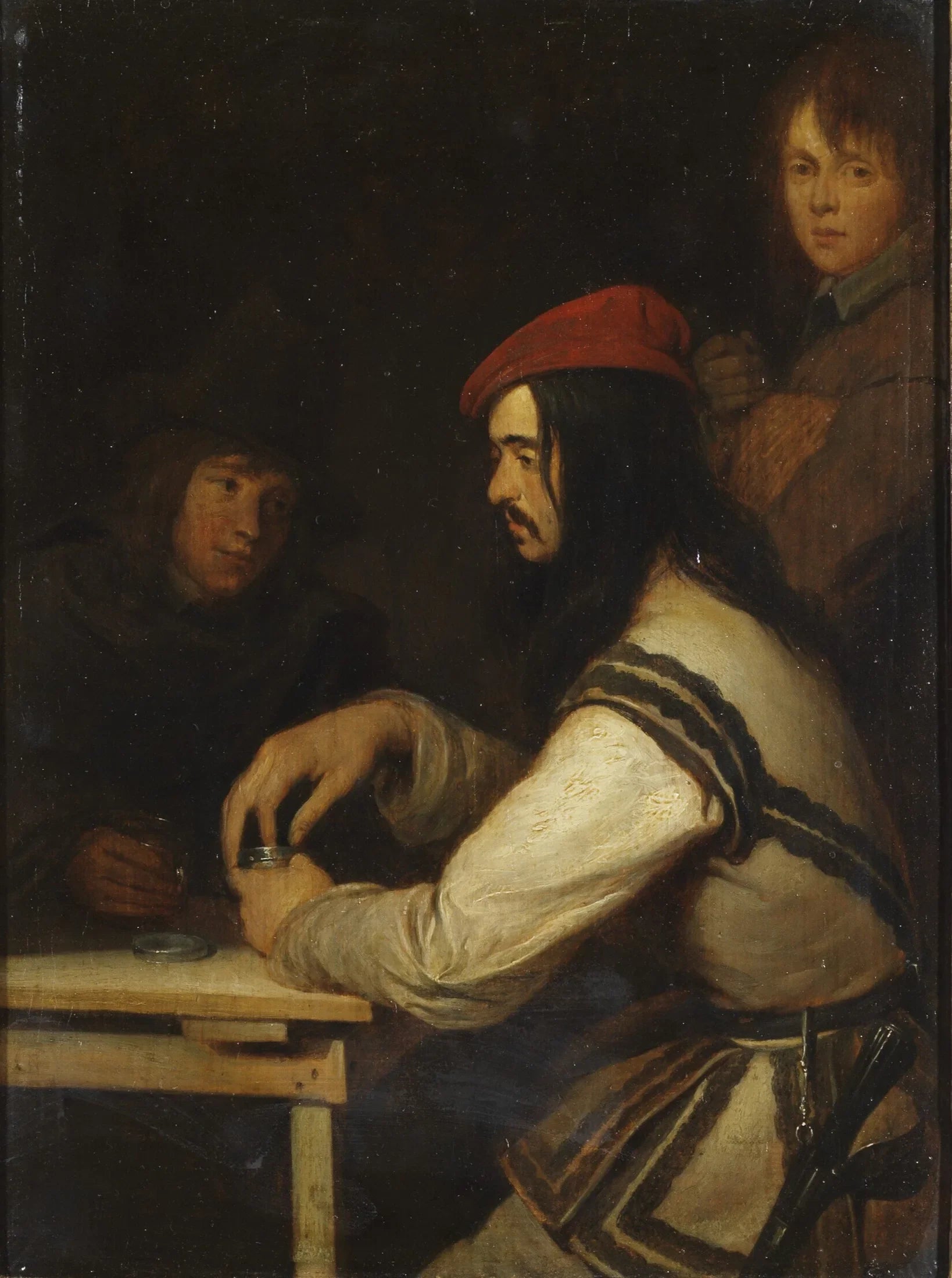 Trois hommes dans une taverne - Gerard ter Borch image 1 reproduction d’œuvre d’art à l’huile