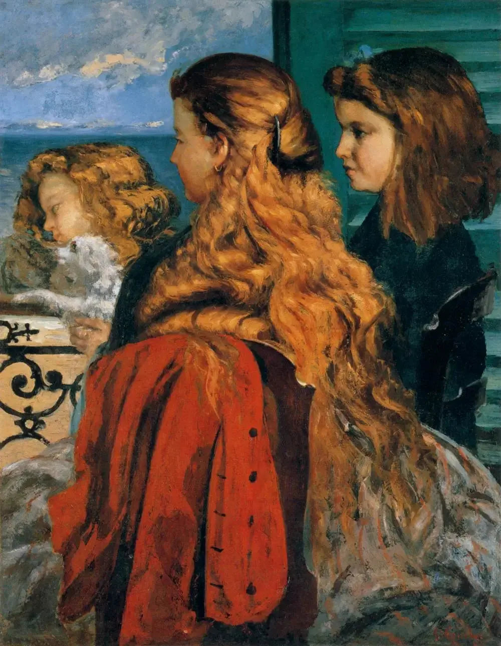 Trois jeunes Anglaises près d'une fenêtre - Gustave Courbet image 1 tableau peint à l’huile sur toile