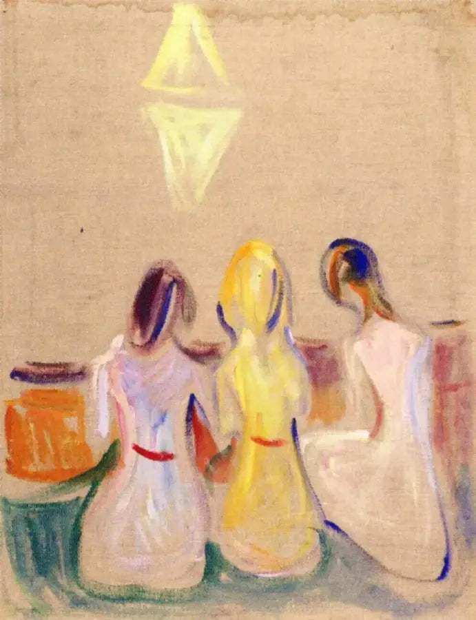 Trois Jeunes Femmes assises - Edvard Munch image 1 copie peinte à la main à l’huile