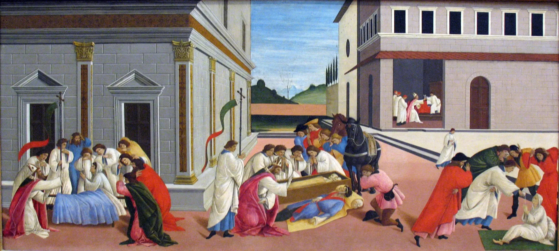 Trois Miracles de Saint Zénobe - Sandro Botticelli image 1 reproduction de peinture à l’huile