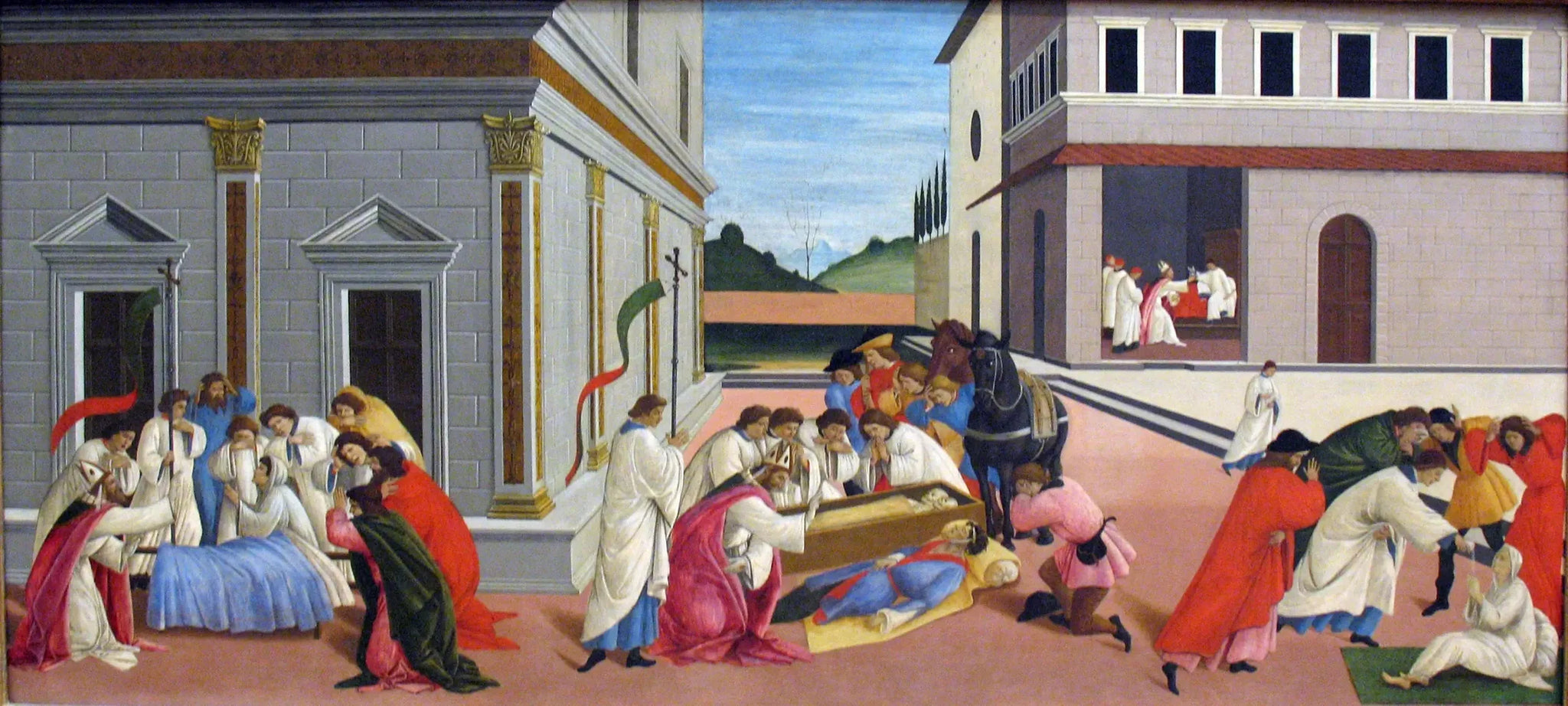 Trois Miracles de Saint Zénobe - Sandro Botticelli image 1 reproduction de peinture à l’huile