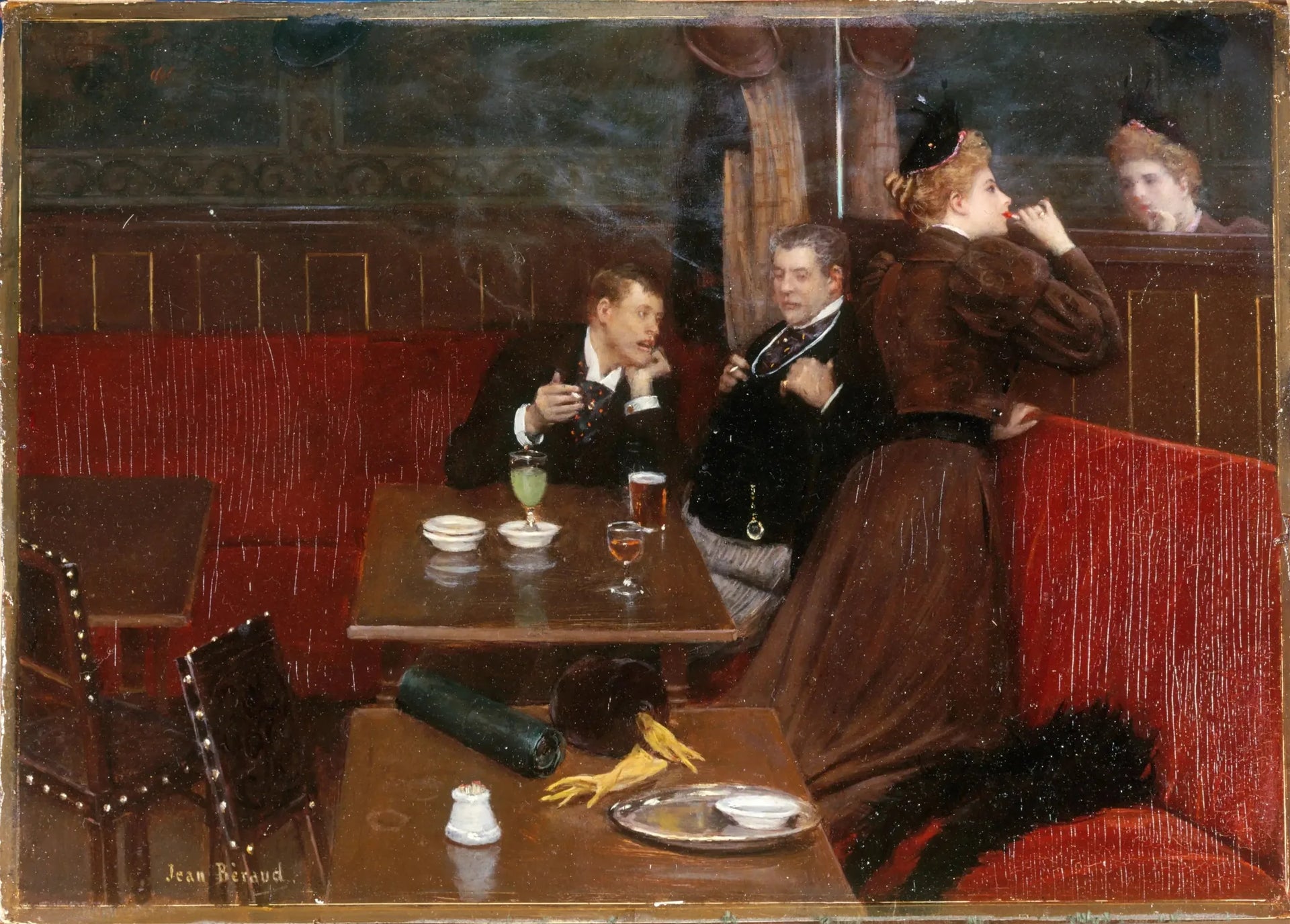 Trois personnages dans un café - Jean Béraud image 1 copie de tableau peinte à la main