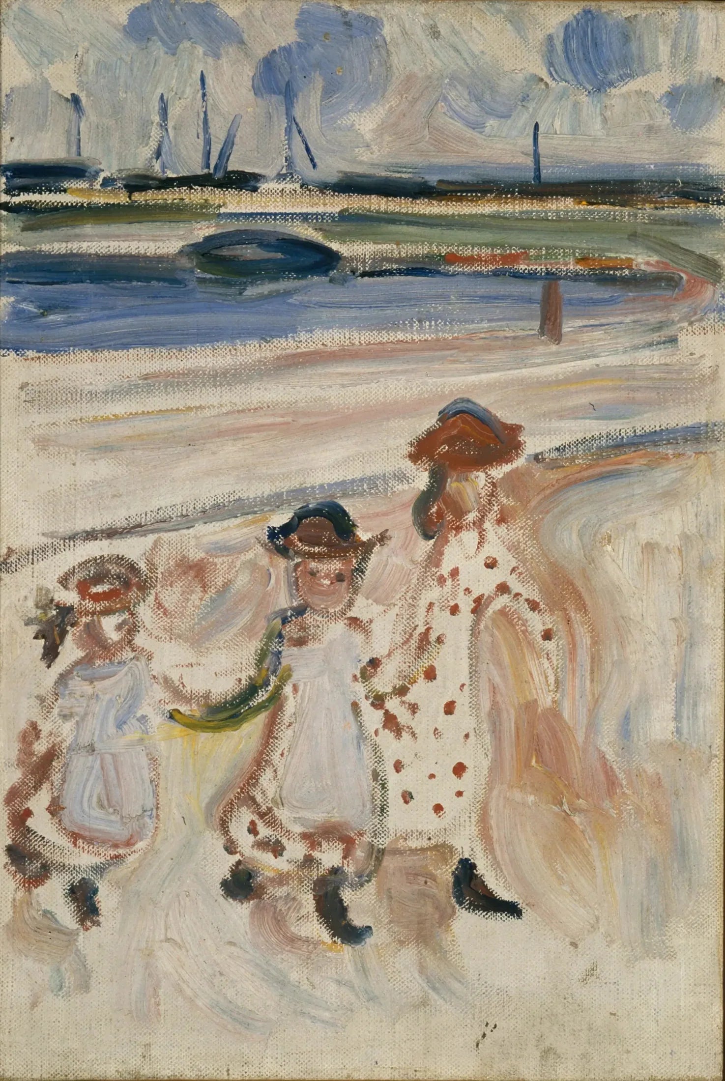 Trois Petites Filles sur la plage - Edvard Munch image 1 tableau peint à l’huile sur toile