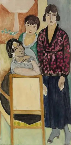 Trois Sœurs et "La Table de Marbre Rose" (Les Trois sœurs à "La Table de marbre rose") - Henri Matisse image 1 reproduction de peinture à l’huile