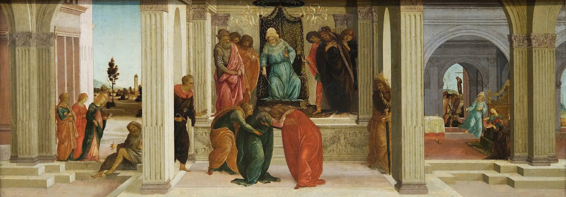 Trois scènes de l'histoire d'Esther - Sandro Botticelli image 1 reproduction artisanale de tableau