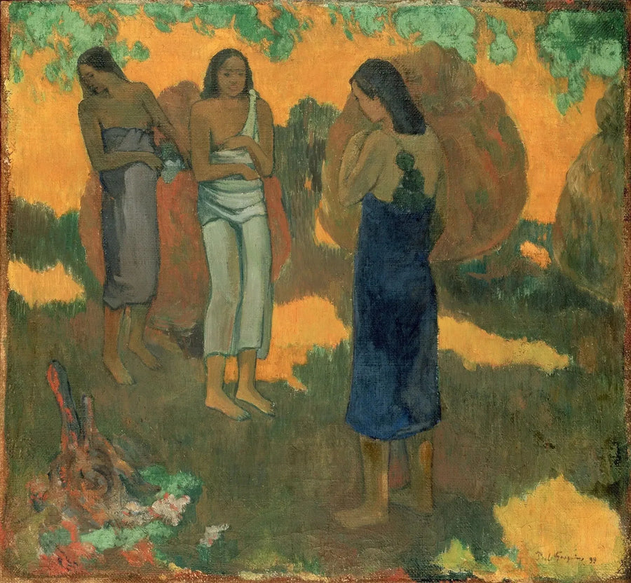 Trois Tahitiennes sur fond jaune - Paul Gauguin