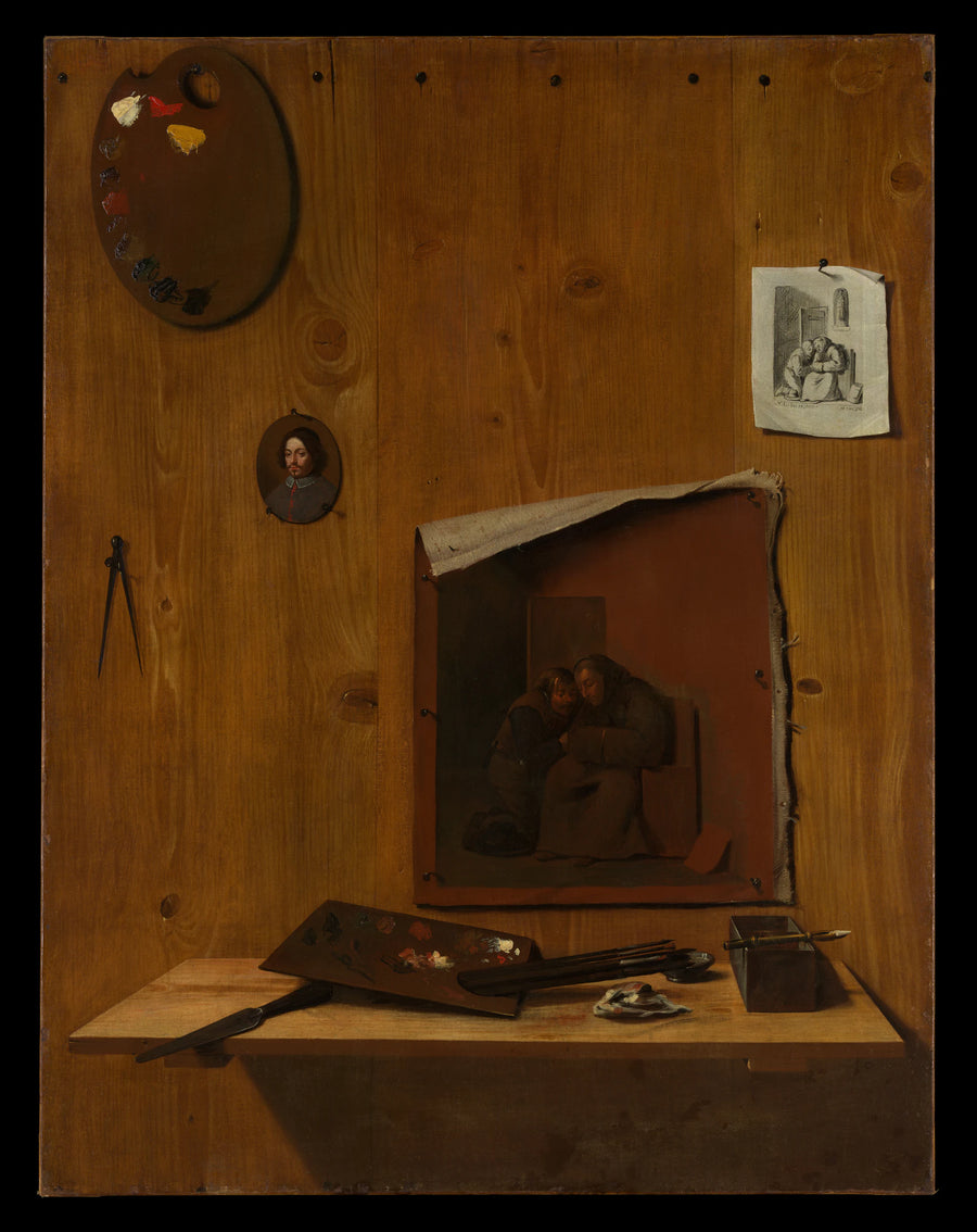 Trompe-l'œil avec palettes et miniature - Jean François de Le Motte